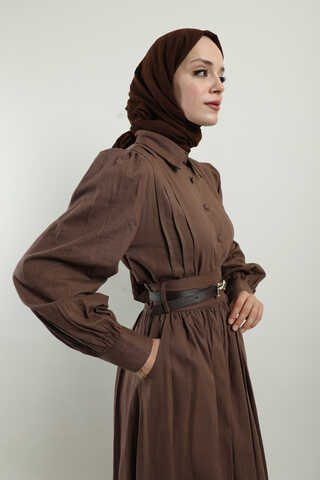 Gömlek Etek Takım Kahverengi - 9