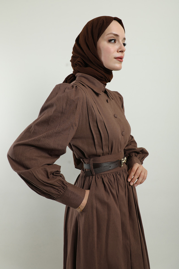 Gömlek Etek Takım Kahverengi - 9