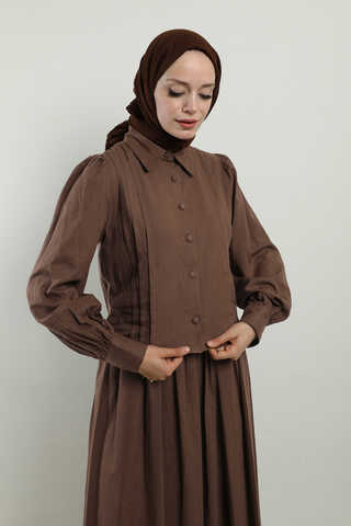 Gömlek Etek Takım Kahverengi - 11