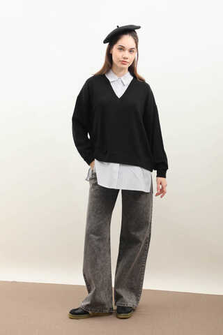 Gömlek Triko Siyah - 1