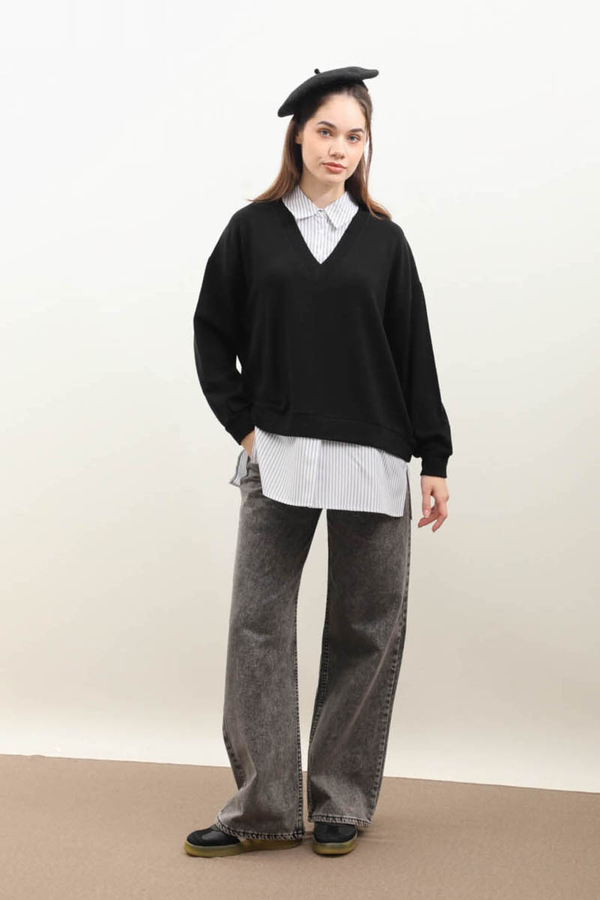 Gömlek Triko Siyah - 1