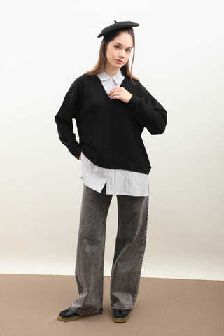 Gömlek Triko Siyah - 2