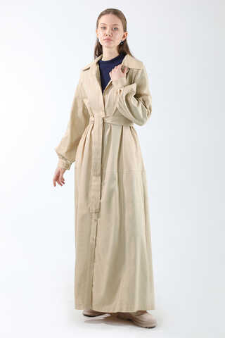 Gömlek Yaka Düğmeli Gabardin Elbise Taş - 3