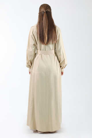 Gömlek Yaka Düğmeli Gabardin Elbise Taş - 6