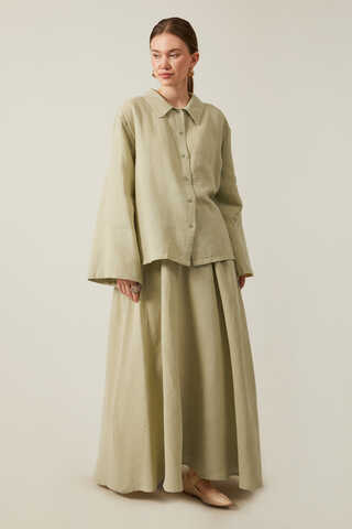 Gömlek Yaka Müslin Takım Haki - 3