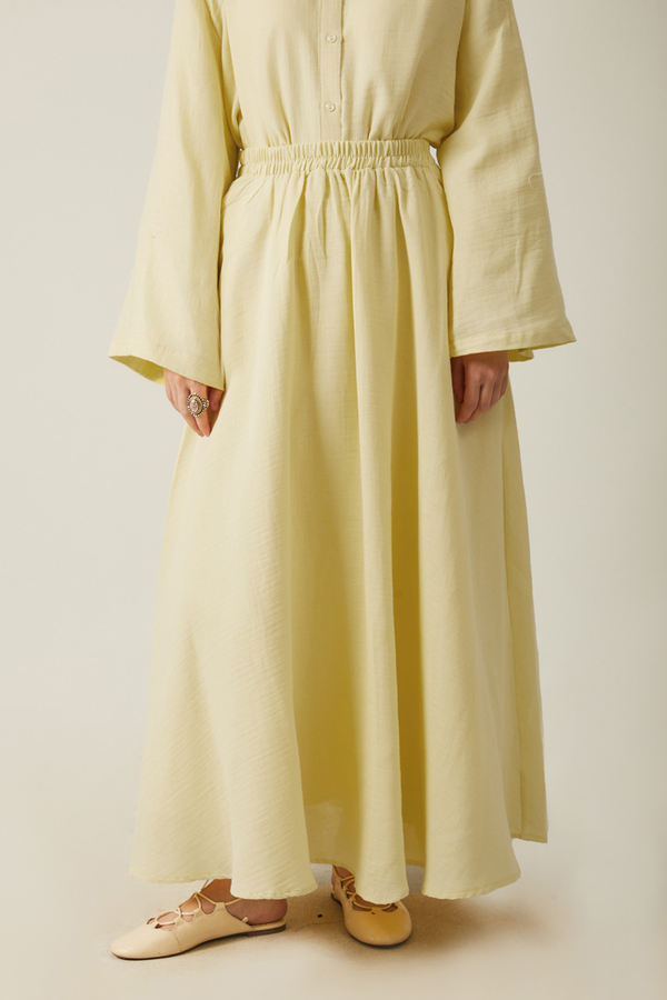 Gömlek Yaka Müslin Takım Tereyağı Sarısı - 7