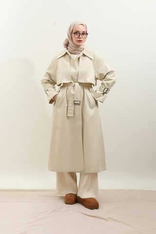 Gömlek Yaka Trençkot Ekru - 10
