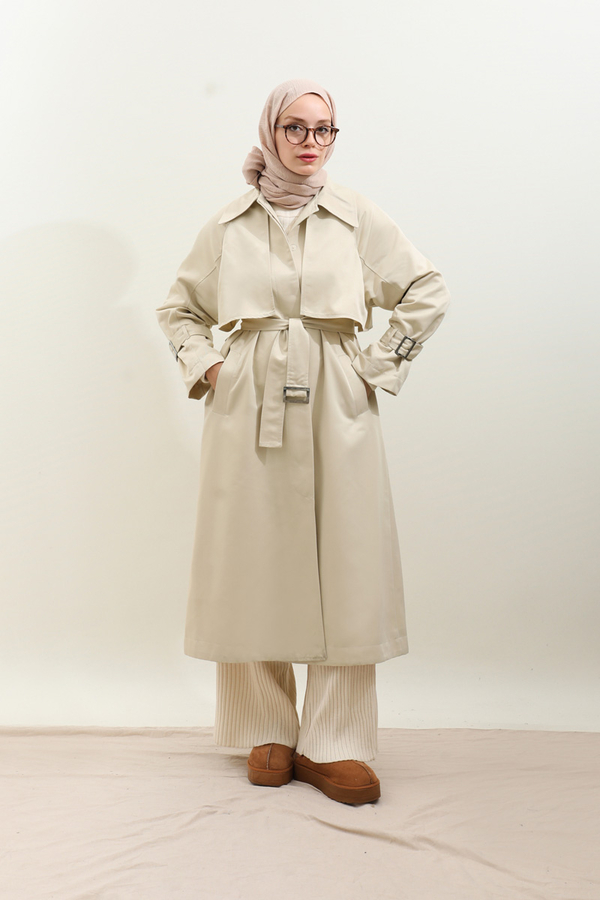 Gömlek Yaka Trençkot Ekru - 10