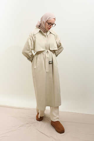 Gömlek Yaka Trençkot Ekru - 14