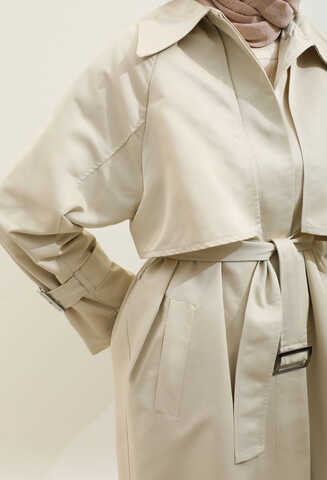 Gömlek Yaka Trençkot Ekru - 18