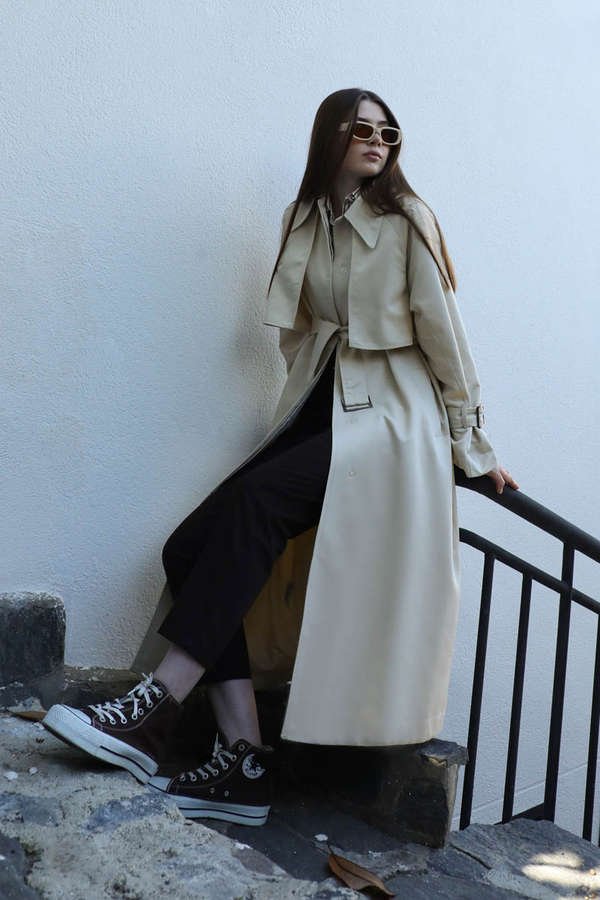 Gömlek Yaka Trençkot Ekru - 3