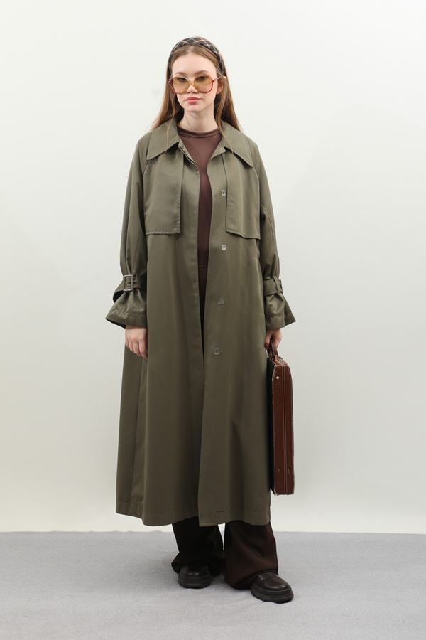 Gömlek Yaka Trençkot Haki - 2