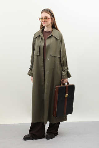 Gömlek Yaka Trençkot Haki - 3