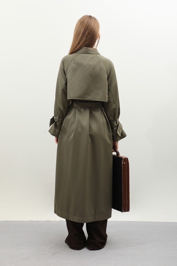 Gömlek Yaka Trençkot Haki - 10