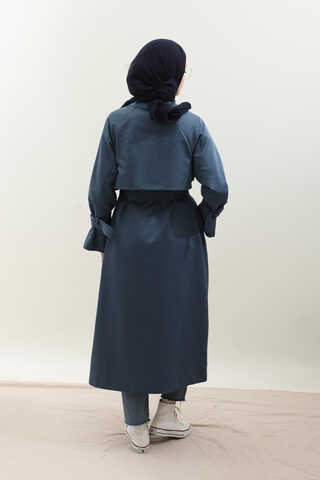 Gömlek Yaka Trençkot İndigo - 17
