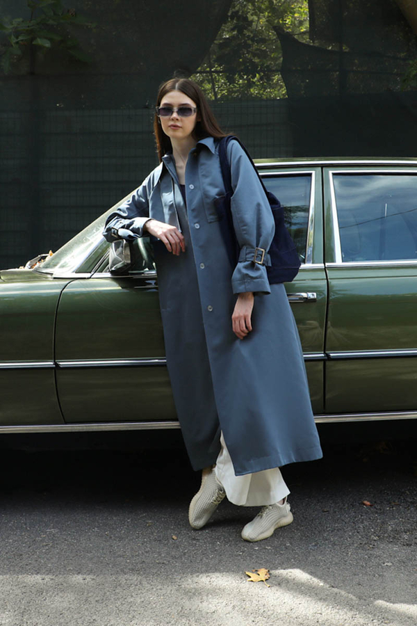 Gömlek Yaka Trençkot İndigo - 5