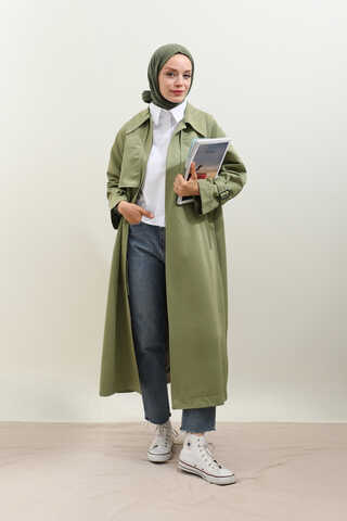 Gömlek Yaka Trençkot Mint - 8