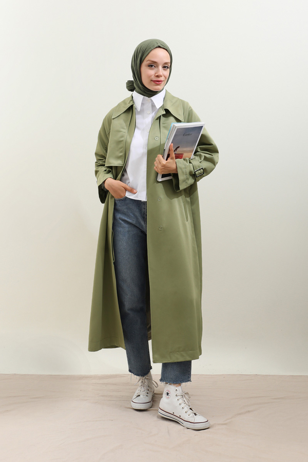Gömlek Yaka Trençkot Mint - 8