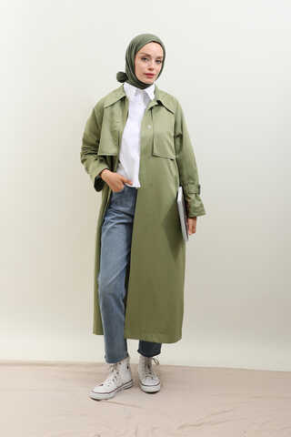 Gömlek Yaka Trençkot Mint - 10