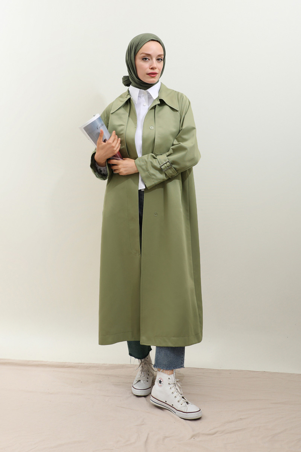 Gömlek Yaka Trençkot Mint - 12
