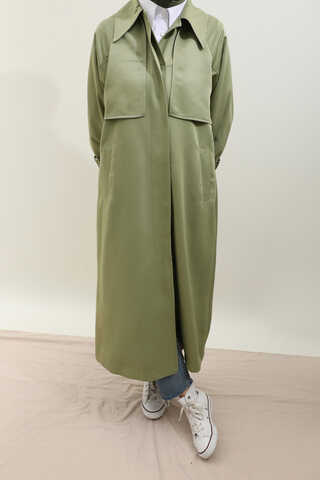 Gömlek Yaka Trençkot Mint - 14