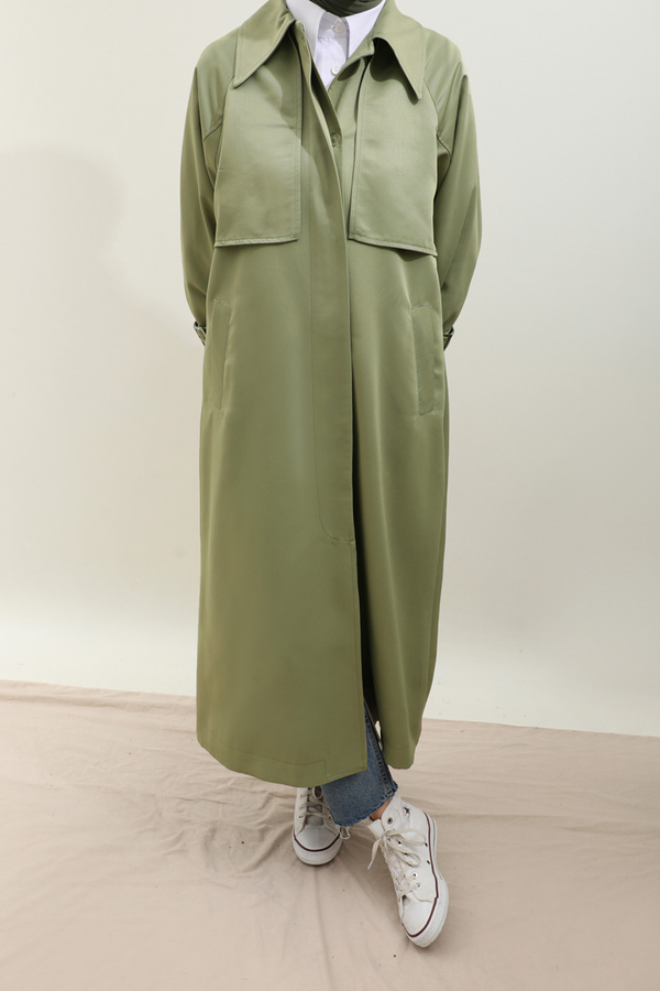 Gömlek Yaka Trençkot Mint - 14