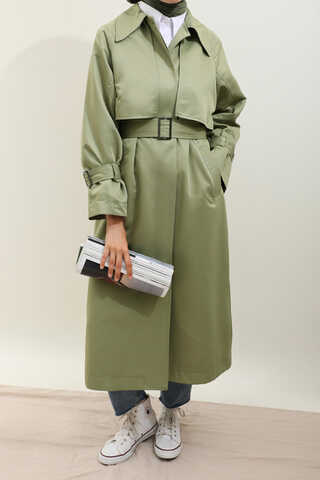 Gömlek Yaka Trençkot Mint - 7