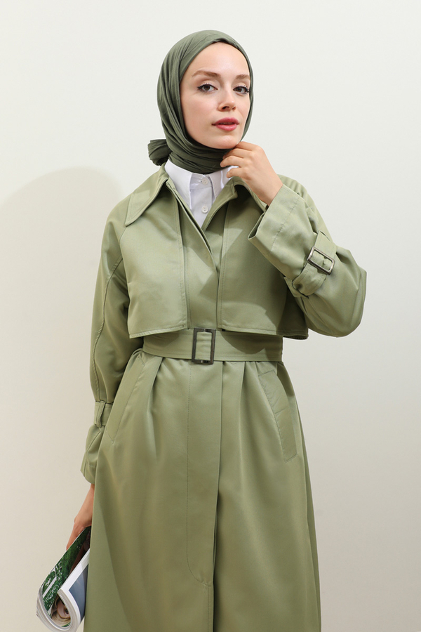 Gömlek Yaka Trençkot Mint - 9