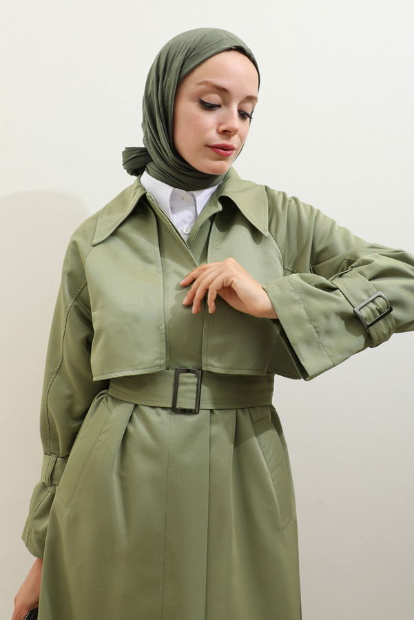 Gömlek Yaka Trençkot Mint - 11