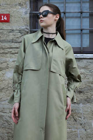 Gömlek Yaka Trençkot Mint - 2