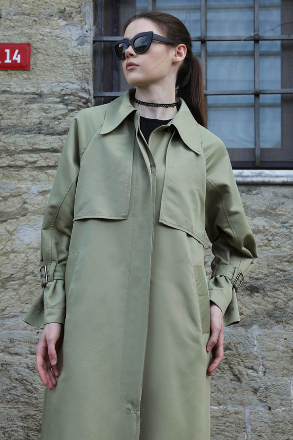 Gömlek Yaka Trençkot Mint - 2