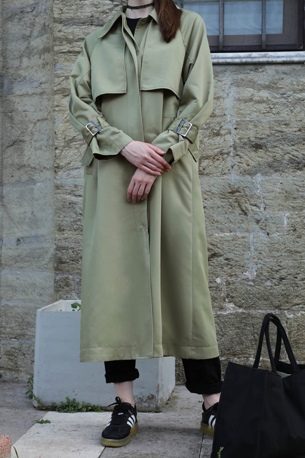 Gömlek Yaka Trençkot Mint - 3