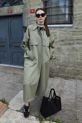 Gömlek Yaka Trençkot Mint - 6