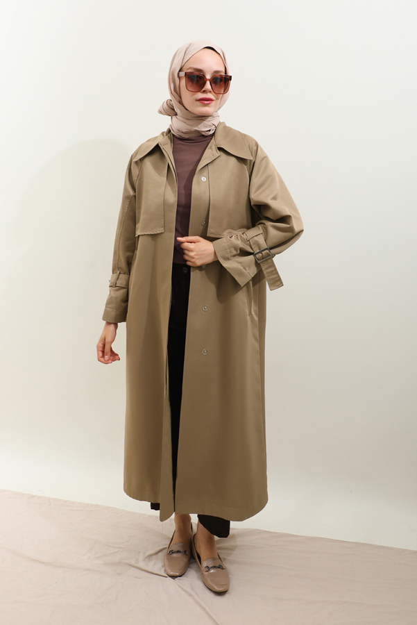 Gömlek Yaka Trençkot Sütlü Kahve - 12