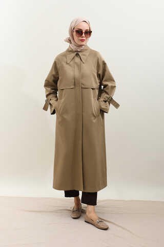 Gömlek Yaka Trençkot Sütlü Kahve - 13