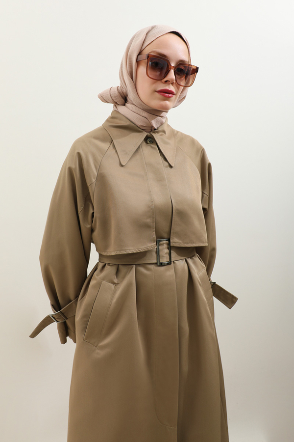 Gömlek Yaka Trençkot Sütlü Kahve - 19