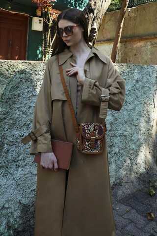 Gömlek Yaka Trençkot Sütlü Kahve - 4