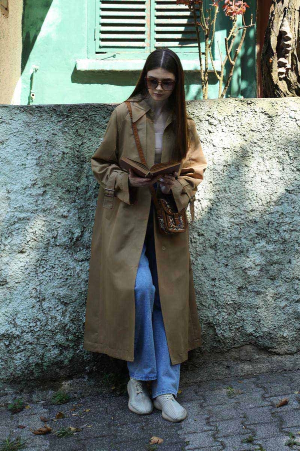 Gömlek Yaka Trençkot Sütlü Kahve - 2