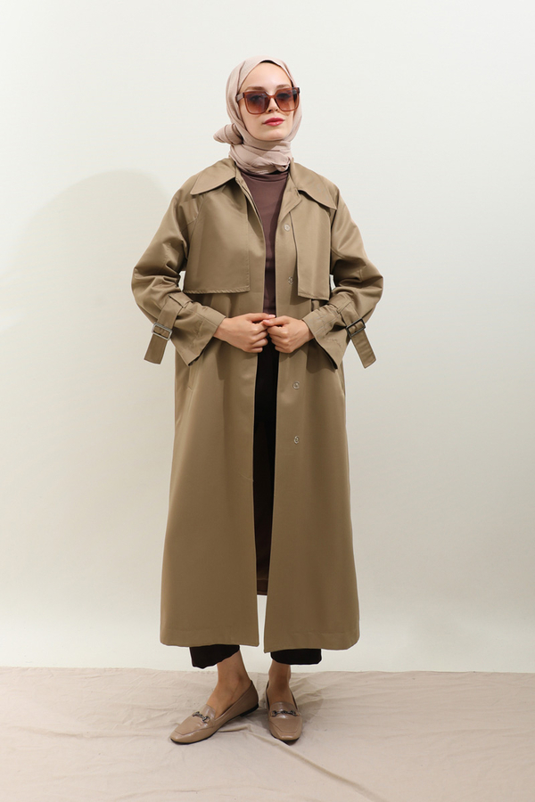 Gömlek Yaka Trençkot Sütlü Kahve - 11