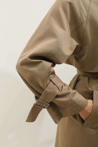 Gömlek Yaka Trençkot Sütlü Kahve - 18