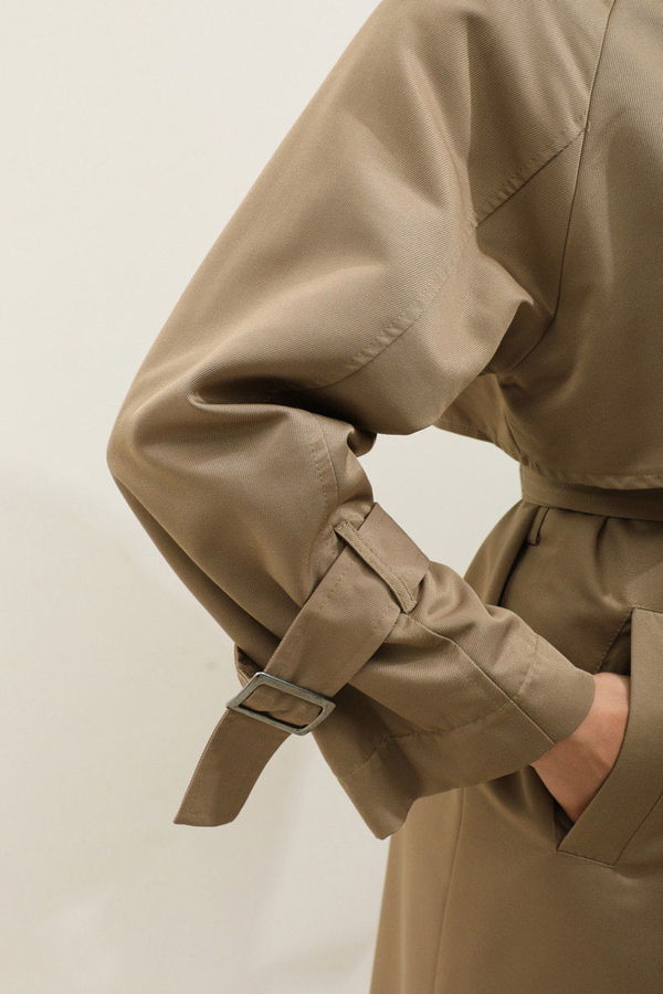 Gömlek Yaka Trençkot Sütlü Kahve - 18