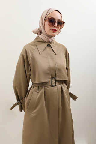 Gömlek Yaka Trençkot Sütlü Kahve - 19