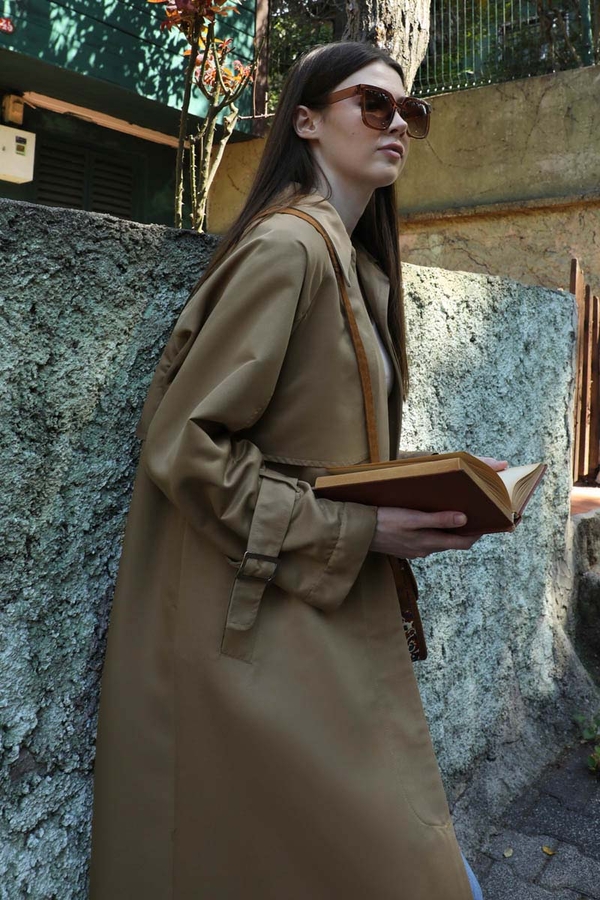 Gömlek Yaka Trençkot Sütlü Kahve - 6