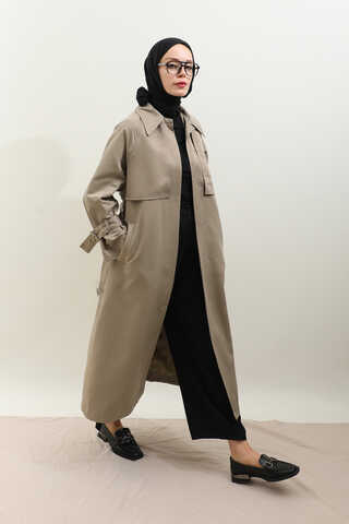 Gömlek Yaka Trençkot Taş - 10