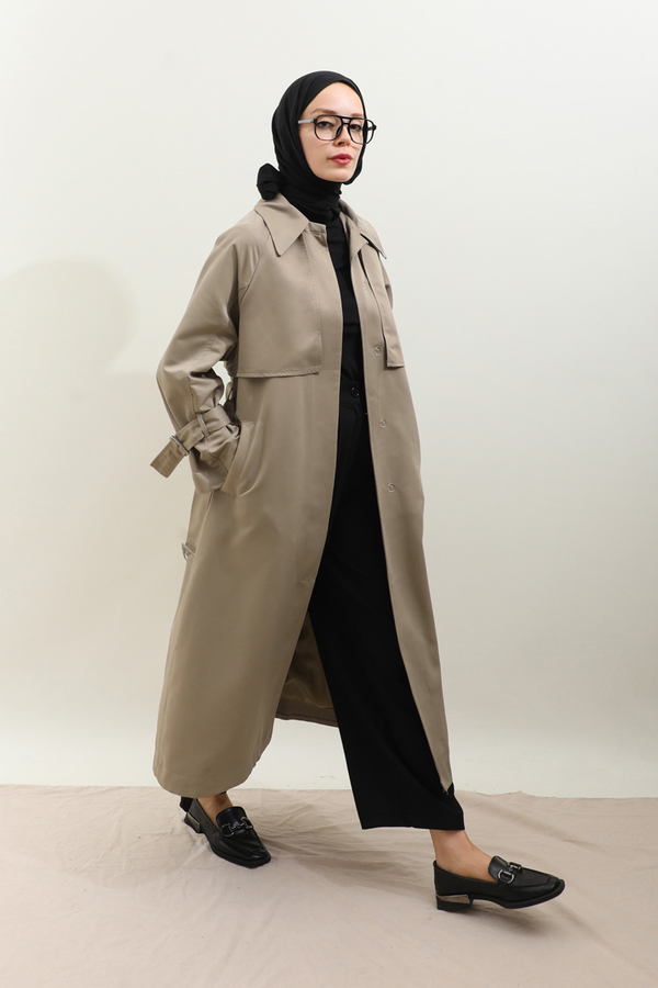 Gömlek Yaka Trençkot Taş - 10