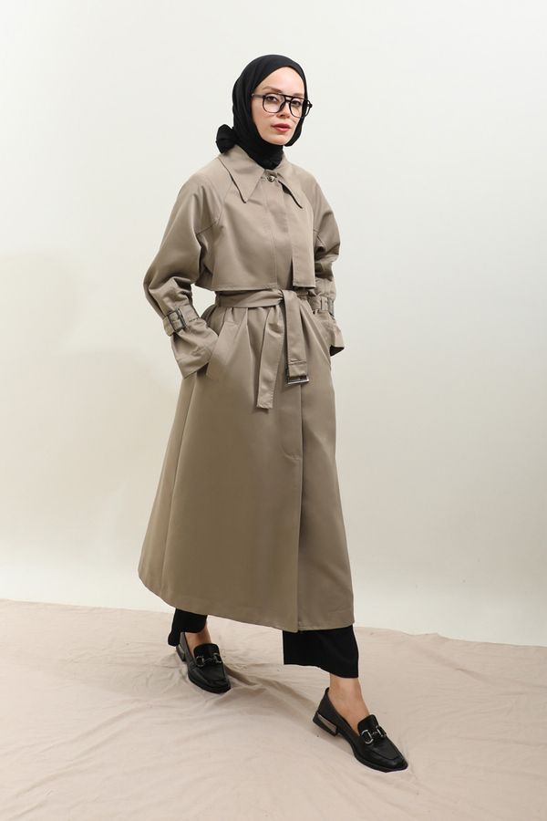 Gömlek Yaka Trençkot Taş - 7