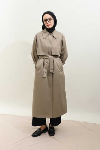 Gömlek Yaka Trençkot Taş - 12