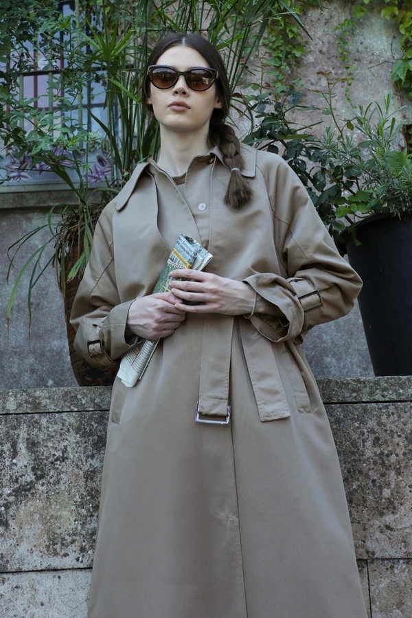 Gömlek Yaka Trençkot Taş - 5