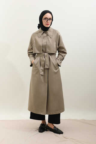 Gömlek Yaka Trençkot Taş - 11