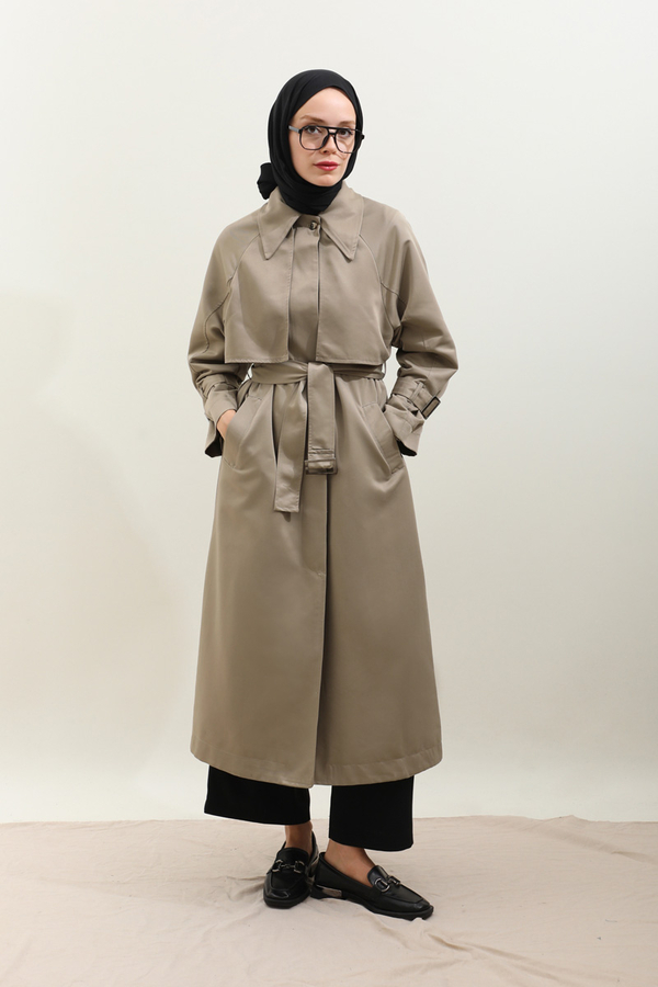 Gömlek Yaka Trençkot Taş - 11